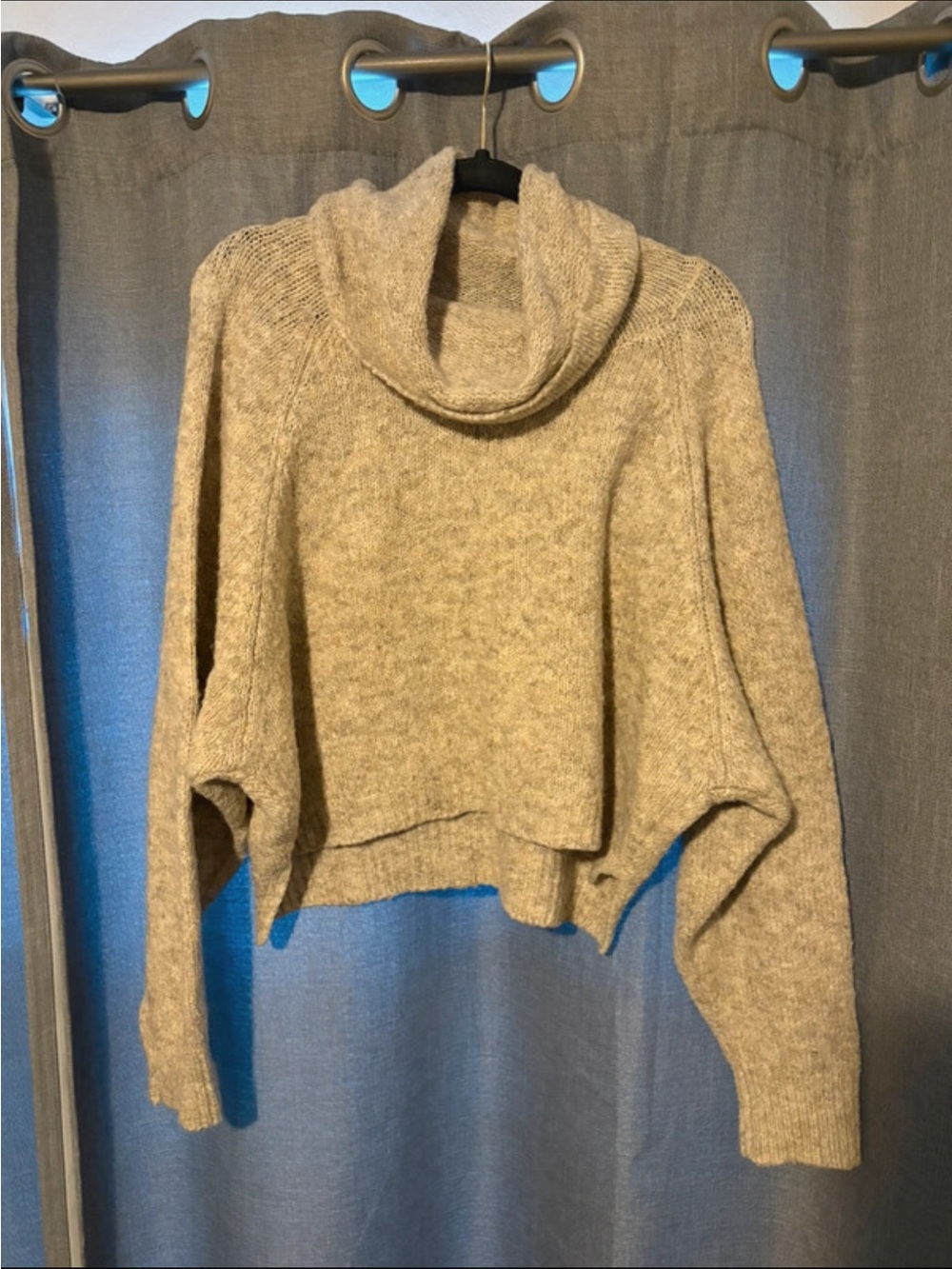 Cropped turtle/cowl neck sweater